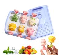 Moule a Glace Silicone Moules Maison 6 Pièces Avec Couvercle Forme Bleu | Enfant Glaces Bebe Empilable Reutilisable Bac Congelation Puree Silikomart