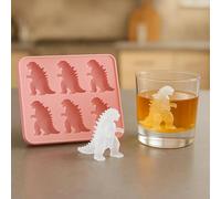 Moule À Glaçons 3D, Bac À Glaçons Mignon avec Entonnoir, Bacs À Glaçons en Silicone Monstre Dinosaure Drôle, Bacs À Glaçons en Silicone avec 6 Cavités, Bacs À Glaçons Créatifs PINK