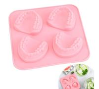 Moule à glaçons à 4 trous en silicone pour dents de dentier, moule à glaçons en silicone pour bricolage, cadeau amusant, moules et plateaux I-ce Cube