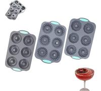 Moule à glaçons couronne, moule à glaçons couronne pour cocktails de fêtes, moule en silicone flexible pour glaçons couronne, donuts, savons et chocolats (#ABC-3Pcs)