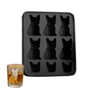 Moule à glaçons en silicone 9 cavités en forme de bouledogue français 3D | Bac à glaçons antiadhésif de qualité alimentaire pour whisky, gadget de cuisine incassable pour la maison, les fêtes, le rest