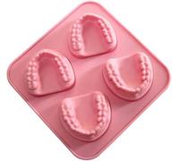 Moule à glaçons en silicone à 4 trous en forme de dents de dentier, cadeau amusant pour dentistes et personnes âgées, rose