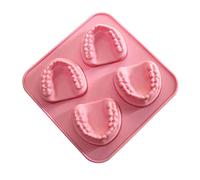 Moule à glaçons en silicone à 4 trous en forme de dents de dentier, moule à glace à faire soi-même, cadeau amusant pour dentiste seniors