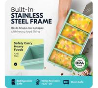 Moule à glaçons en silicone à grille unique de 250 ml/500 ml avec couvercle, boîte de conservation alimentaire pour la congélation de soupes Green-2Grids