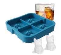 Moule à glaçons en silicone avec 4 cavités en forme de requin 3D pour boissons, bouledogue français amusant pour vin, whisky, cocktail