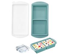 Moule à glaçons en silicone avec couvercle, grand bac à glaçons de qualité alimentaire pour soupe, jus, cocktail, four et micro-ondes, plateau de congélation facile (bleu, 2 cavités)