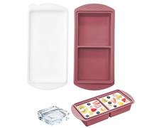 Moule à glaçons en silicone avec couvercle, grand bac à glaçons de qualité alimentaire pour soupe, jus, cocktail, four et micro-ondes, plateau de congélation facile (rose, 2 cavités)