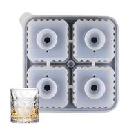 Moule à glaçons en silicone - Bac à glaçons 4 caves en silicone carré - Moule à glace antiadhésif portable avec couvercle de l'entonnoir pour boissons, w
