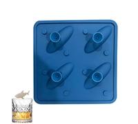 Moule à glaçons en silicone en forme de requin - 4 cavités à libération rapide pour congélateur, système flexible de forme de glace facile à pop | Ensemble de blocs de refroidissement pour whisky
