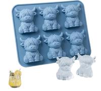Moule à Glaçons en Silicone Highland Cow,Moule à Glaçons en Silicone | Vache des Highlands Bac à Glaçon 3D Réutilisable Mini Moules Glace Amusant pour Whisky Cocktails Chocolat et Gelée
