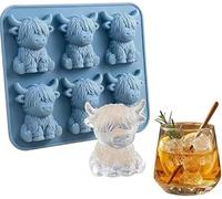 Moule à glaçons en silicone Vache des Highlands, 6 compartiments - Adorables bacs à glaçons en forme d'animal, parfaits pour préparer des boissons, organiser des fêtes et laisser libre cours