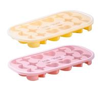 Moule à glaçons mignon, lot de 2 moules en silicone souple avec couvercle pour un démoulage facile, moules amusants à motifs de dessins animés pour boissons, compatibles lave-vaisselle (cœur, lu