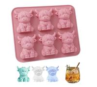 Moule à GlaçOns Mini Vache Highland - Bac En Silicone à 6 CavitéS - Adorable Moule 3d En Forme De Vache Highland - IdéAl Pour Bonbons, GeléEs, Chocolat, Whisky, Cocktails, Café Et Boissons (B)