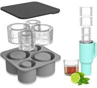 Moule à glaçons pour Stanley Cup - 4 en 1 Bac à glaçons en silicone pour gourdes et boissons Stanley (Gris, sans BPA)