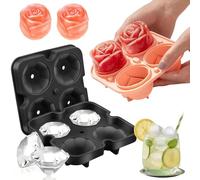 Moule à Glaçons Rond en Silicone avec Couvercle, ice cube tray, Moule a glace à rose, Bac à Glaçons pour Cocktail, Whisky et Bière, Grande Boule de Glace de 5,5 cm, Idéal pour Jus et Fruits DIY