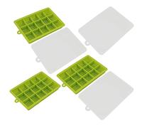 Moule à Glaçons Silicone 3 Pièces, Bac à Glaçons Empilable 15 Cavités avec Couvercle Amovible, Lavable au Lave - Vaisselle, Vert - Multifonction, Anti -, Idéal Mais (Verte)