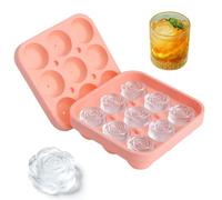 Moule à Glaçons Silicone Rose 9 Cavités avec Couvercle, Ice Cube Tray | Silicone alimentaire, couvercle hermétique et forme rose - moule silicone glaçon pour cocktails, whisky, jus et café