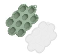 Moule à glaçons vert avec couvercle, plateau de congélation pour aliments pour bébé, récipient de congélation pour stocker le porridge, le lait maternel, les fruits, la purée, la gelée