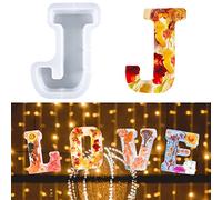 Moule à Grandes Lettres pour Résine, Moule en résine époxy 3D, Moule à Gâteau Avec Lettres de l'alphabet de A à Z, Moule à Gâteau en Résine, Moule de Décoration pour Fête D'anniversaire (J)