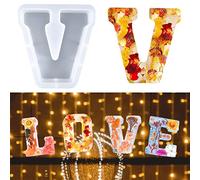Moule à Grandes Lettres pour Résine, Moule en résine époxy 3D, Moule à Gâteau Avec Lettres de l'alphabet de A à Z, Moule à Gâteau en Résine, Moule de Décoration pour Fête D'anniversaire (V)