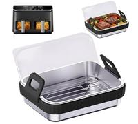 Moule à gratin Airfryer - Accessoire pour ninja/CosorI/Philips - Moule à four Airfryer - En acier inoxydable 304 - Sans BPA - Avec poignées en silicone (D)