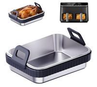 Moule à gratin Airfryer - Accessoire pour ninja/CosorI/Philips - Moule à four Airfryer - En acier inoxydable 304 - Sans BPA - Avec poignées en silicone (B)