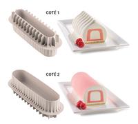 Silikomart Moule en silicone à insert pour bûche 20.404.13.0065 Gris clair 220x50 H40 mm, 2 tailles