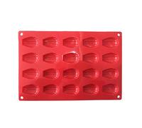Moule à Madeleine en Silicone à 20 Cavités, Plaque de Cuisson Antiadhésive pour Gâteaux, Bonbons, Chocolat, Bricolage, avec Silicone de qualité Alimentaire, pour Four, Mic (rouge)