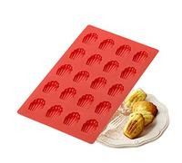 Moule à madeleines à 20 cavités, moule à gâteau en silicone antiadhésif, moule à mini madeleines coquilles festonnées, moule pop-up, lot de 1