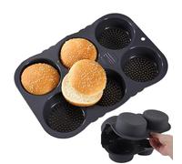 Moule à - Moule à hamburger à 4/6 cavités, moule à, moule rond flexible réutilisable, forme antiadhésive pour petits à hamburger, muffins anglais, rouleau à sandwich, de cuisson