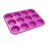 Tasty 678673 Moule à muffins pour 12 gâteaux, moule à gâteau, plaque à muffins, moule pour 12 muffins, moule à cupcake, moule à muffin, Acier au carbone, Fuchsia, 35,5 x 27 x 3 cm