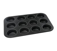 Zenker 6535 Moule à Muffins pour 12 Pièces Acier Inoxydable 38,5 x 26,5 x 3 cm Noir Métallique