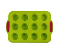 Moule à muffins en silicone à 12 trous, parfait pour la cuisson de mini muffins, cupcakes et bouchées d'œufs, répartition homogène de la chaleur pour de meilleurs résultats (vert)