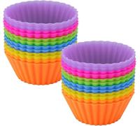 Moule à muffins en silicone, moule de cuisson en silicone, caissettes à muffins réutilisables, utilisation dans les gâteaux, puddings, crème, 6 couleurs, 24 pièces