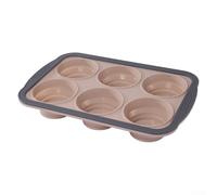 Moule à muffins en silicone pour 6 muffins avec revêtement antiadhésif, design pliable pour un rangement facile, résistant à la chaleur jusqu'à 232 °C, pour four, pour cupcakes, muffins, brownies