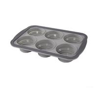 Moule à muffins flexible en silicone avec 6 tasses pour la cuisson de cupcakes et muffins, pas pour un démoulage facile des aliments, passe au four avec cadre en métal résistant et stable (gris)