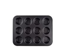 Moule à muffins pour la cuisson de mini cupcakes, ustensiles de cuisson faits maison avec poignées étendues, passe au lave-vaisselle (noir 12)