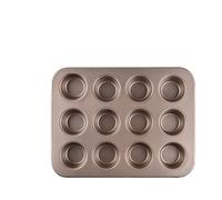 Moule à muffins pour la cuisson régulière de mini cupcakes, ustensiles de cuisson faits maison avec poignées étendues, passe au lave-vaisselle (doré 12)