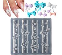 Moule à Ongles 3D | Moule en Silicone Coeur & Nœud Papillon 3D pour Manucure | Outil de Manucure Réutilisable pour Soins Beauté - Mariage, Salon & Événements Festifs