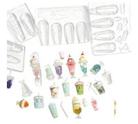 Moule à ongles facile à démouler avec thème thé au lait Accessoires esthétiques pour ongles créatifs Artistes Bubble Teas Outils de technicien professionnel Moules décoratifs en silicone pour