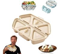 Moule à onigiri 6 en 1 - Boîte à bento triangulaire multifonction - Anti-adhésif - Outils pour fabrication d'algues et de riz, sushis, musubi (beige)