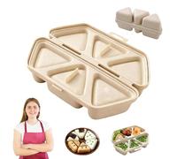 Moule à onigiri 6 en 1, moule à sushi triangulaire antiadhésif, pliable, multifonctionnel, boule de riz, rapide à faire, facile à nettoyer et à démouler pour la cuisine, les pique-niques (beige)