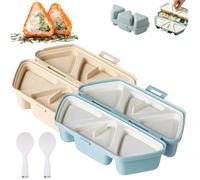 Moule à onigiri 6 en 1, moule triangulaire en silicone pour boules de riz et algues avec presse Musubi et coupe-nori, moules à sushis triangulaires, design pliable et fond antiadhésif, rapide à faire