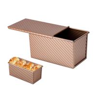 Moule À Pai-n De Mie Moule À Pai-n Antiadhésif Avec Couvercle Pour Gateaux Pâtisserie Marbré Génoise Et Brownies, Moule À Gâteau En Acier Au Carbone Avec Couvercle Coulissant, 21x10x11cm