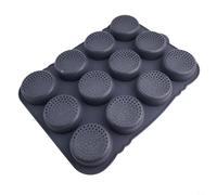 Moule à pain à hamburger en silicone 12 cavités - Ne passe pas au lave-vaisselle - Pliable - Pour hamburgers, muffins, cupcakes, tartes - 39 x 29 x 3 cm (gris)