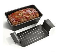 Moule à pain avec couvercle, moule à pain anti-adhésif pour la cuisson, moule à pain, moule à pain de viande anti-adhésif avec plateau de drainage perforé pour la cuisson de la viande, du pain, de la