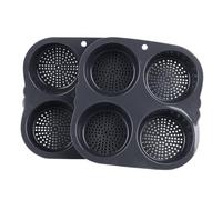 Moule à Pain avec Quatre Tasses,Mini Pains àHamburger,Matériau en Silicone sans Danger pour L'ébène,Moule à Pain à Hamburger avec Revêtement Antiadhésif,Haute Résistanceàla Chaleur