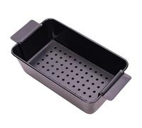 Moule à pain de viande noir avec plateau de vidange de graisse, 24,9 x 14,5 cm, moule de cuisson anti-adhésif pour pain, pain de viande et rôtir (noir)