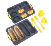 Moule à Pain en Silicone 6 Pièces - Moule Baguette Antiadhésif - Barquette pour Pâtisserie et Pain (Gris)