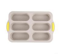Moule à pain en silicone à 6 cavités pour hot-dog - Sans plaque de cuisson pour muffins, cupcakes et brownies - Accessoire de cuisine pratique (marron)